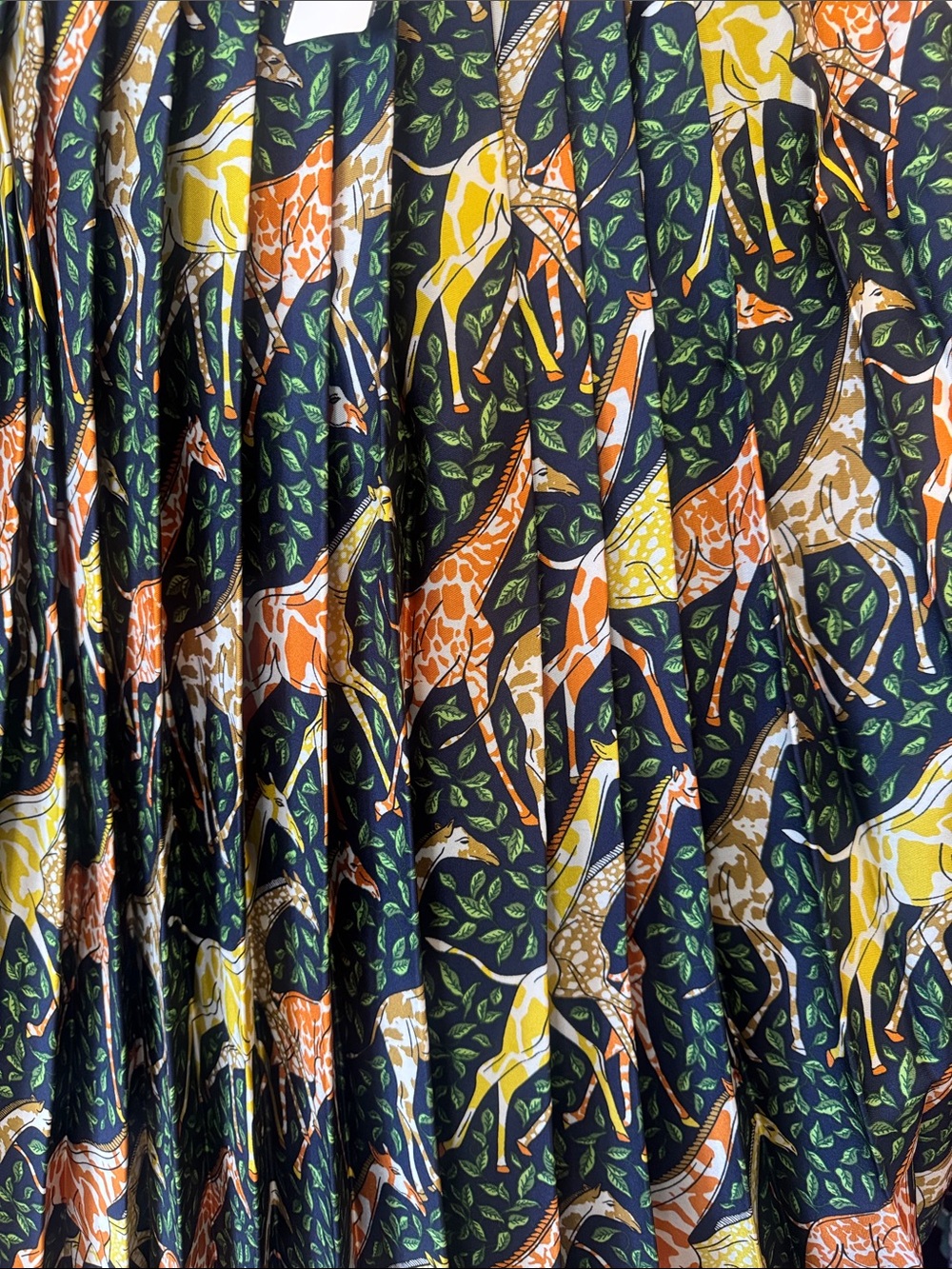 J. Crew Giraffe Print Pleated Midi Skirt in Navy, Brown & Yellow NWT Size 8 - Picture 4 of 9